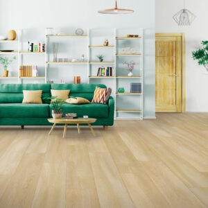 Green sofa on laminate flooring | Carpet Direct Flooring